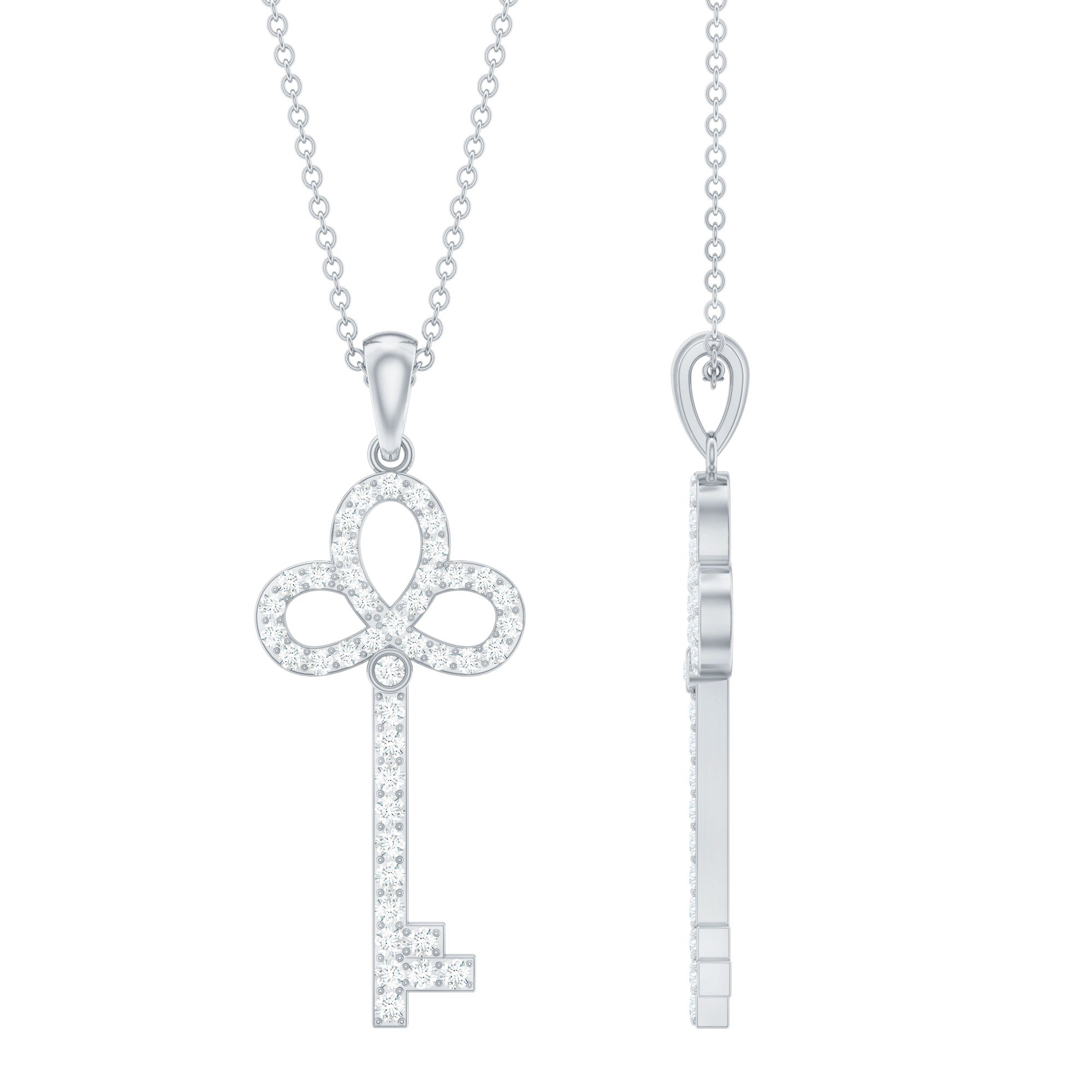 Certified Moissanite Key Pendant Necklace for her