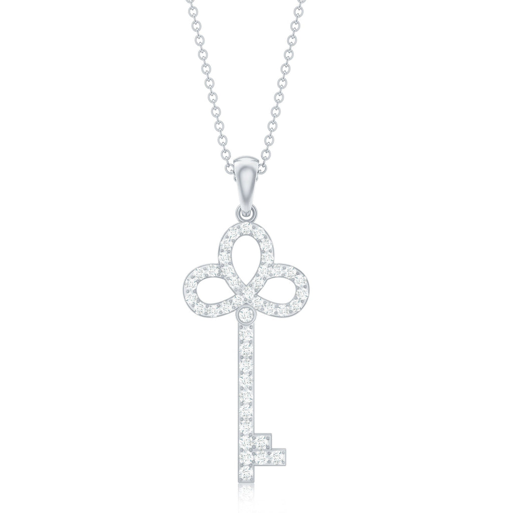 Certified Moissanite Key Pendant Necklace for her