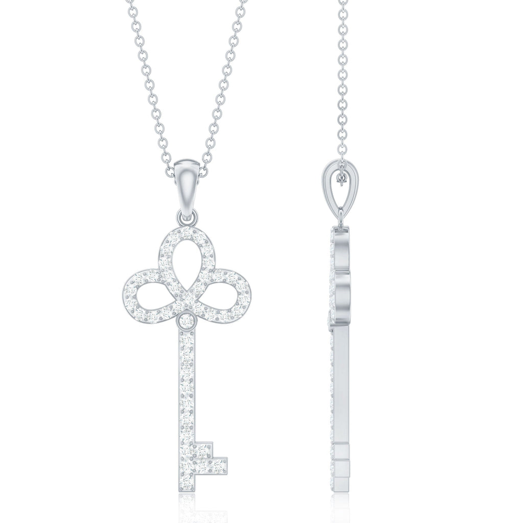 Certified Moissanite Key Pendant Necklace for her
