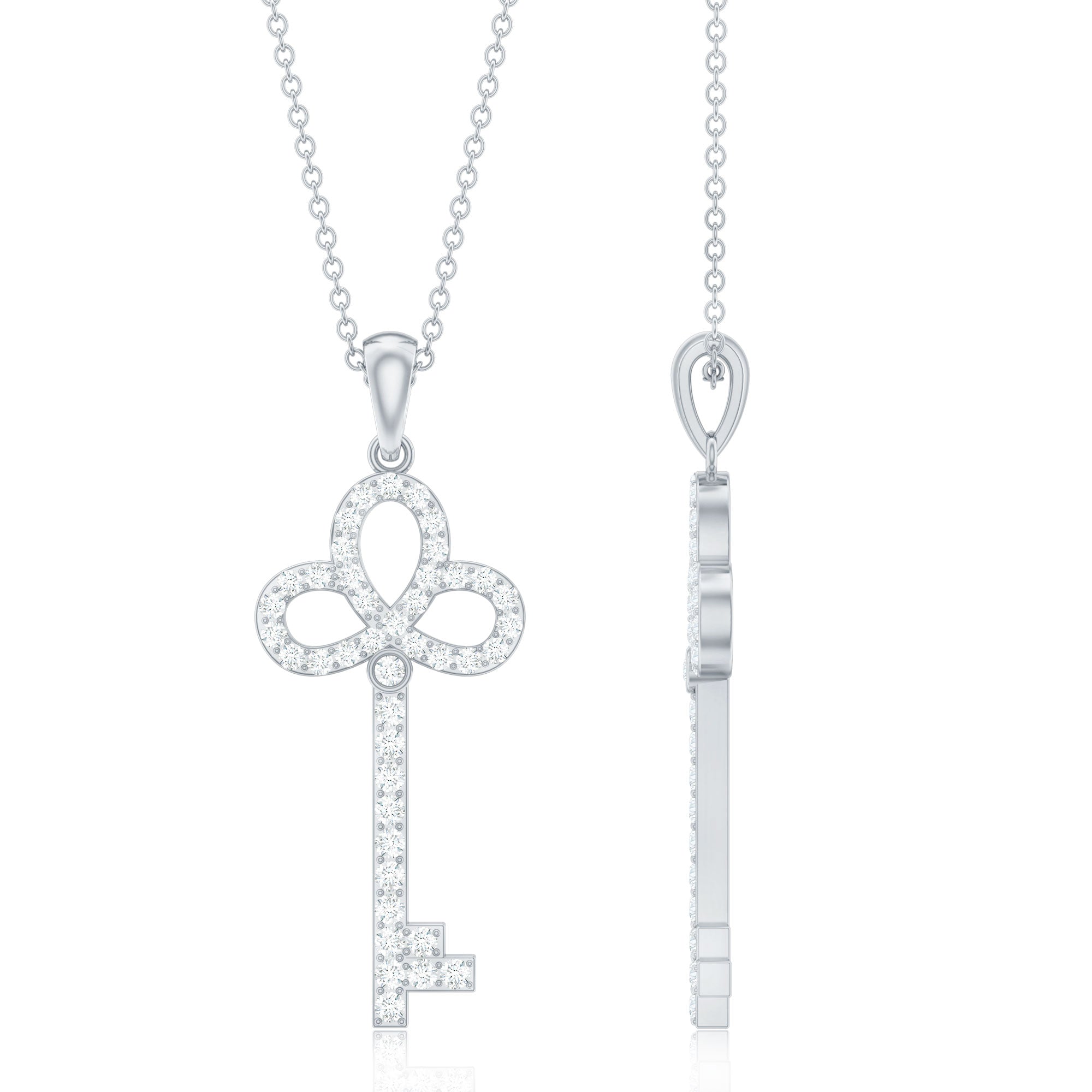 Certified Moissanite Key Pendant Necklace for her