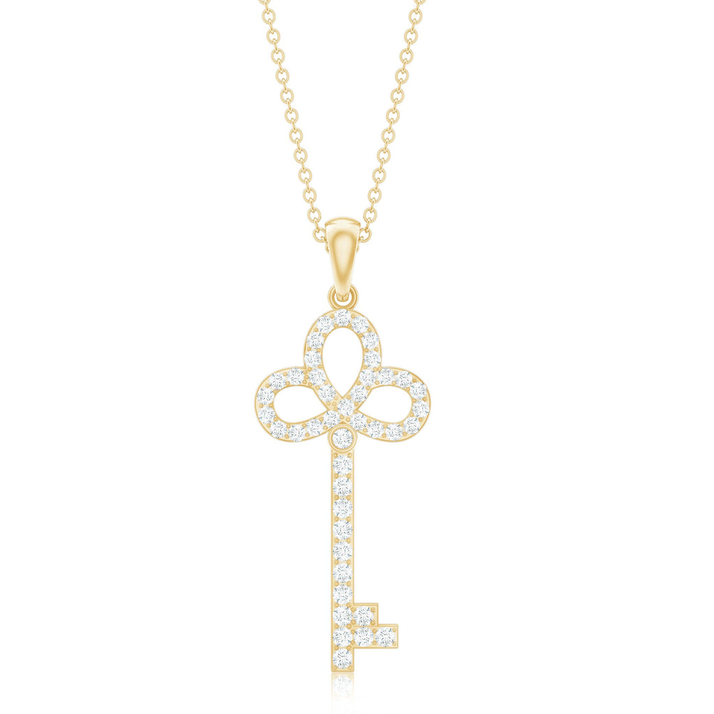 Certified Moissanite Key Pendant Necklace for her