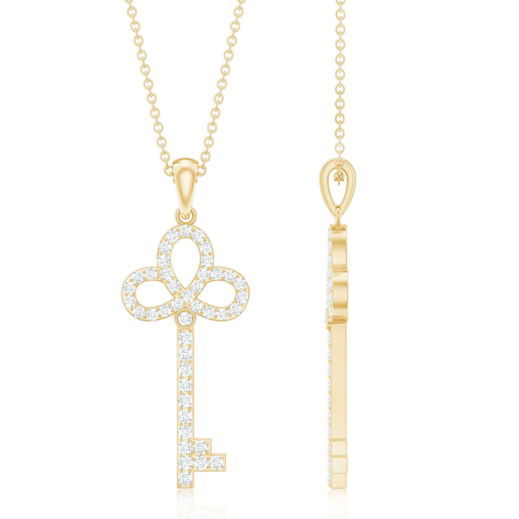 Certified Moissanite Key Pendant Necklace for her