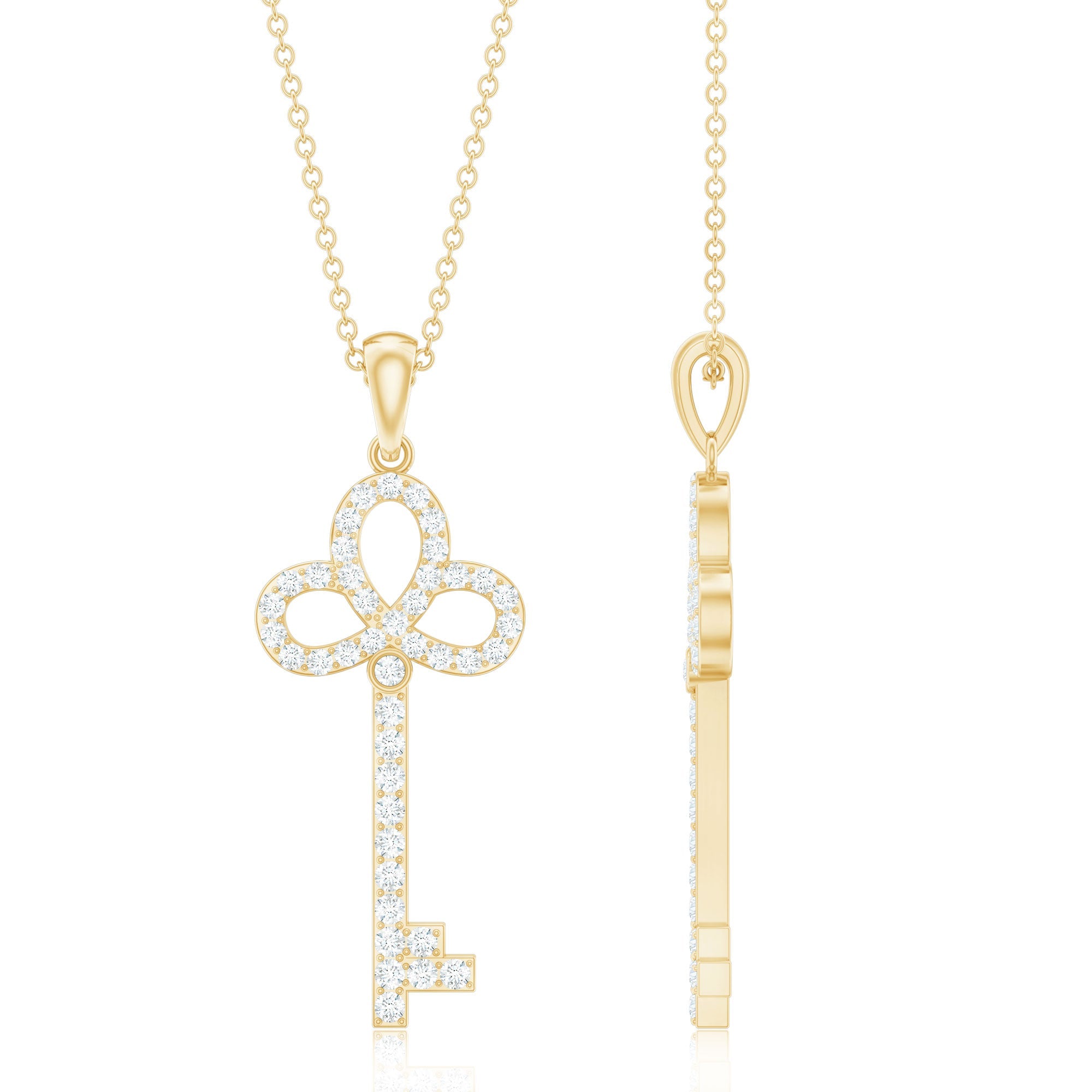 Certified Moissanite Key Pendant Necklace for her