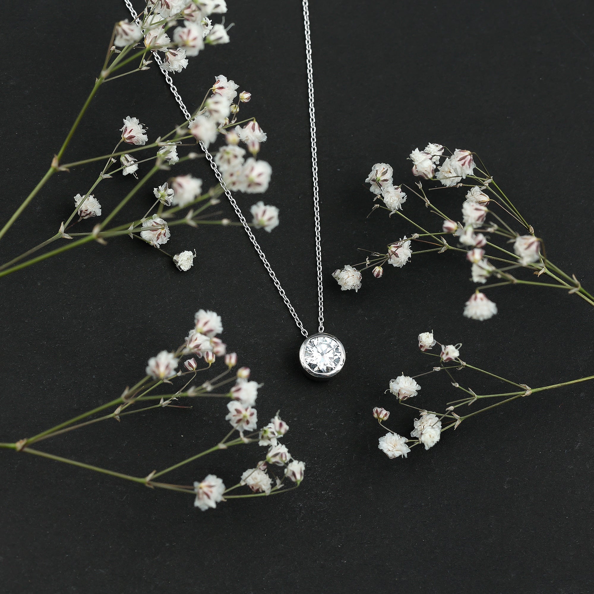 1 Carat Moissanite Solitaire Necklace in Bezel Setting