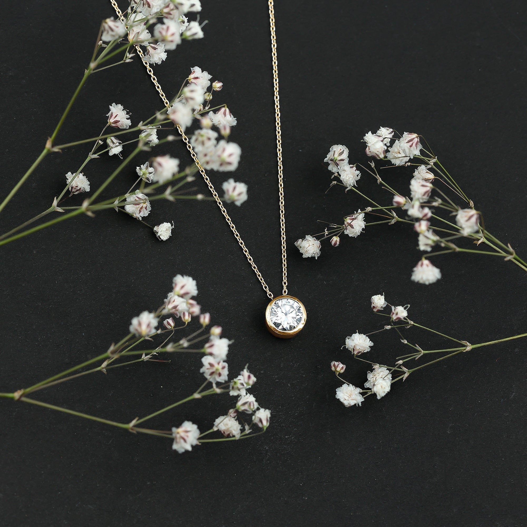 1 Carat Moissanite Solitaire Necklace in Bezel Setting