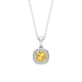 Genuine 2.2 Carat Cushion Cut Citrine and Diamond Necklace with Certificate