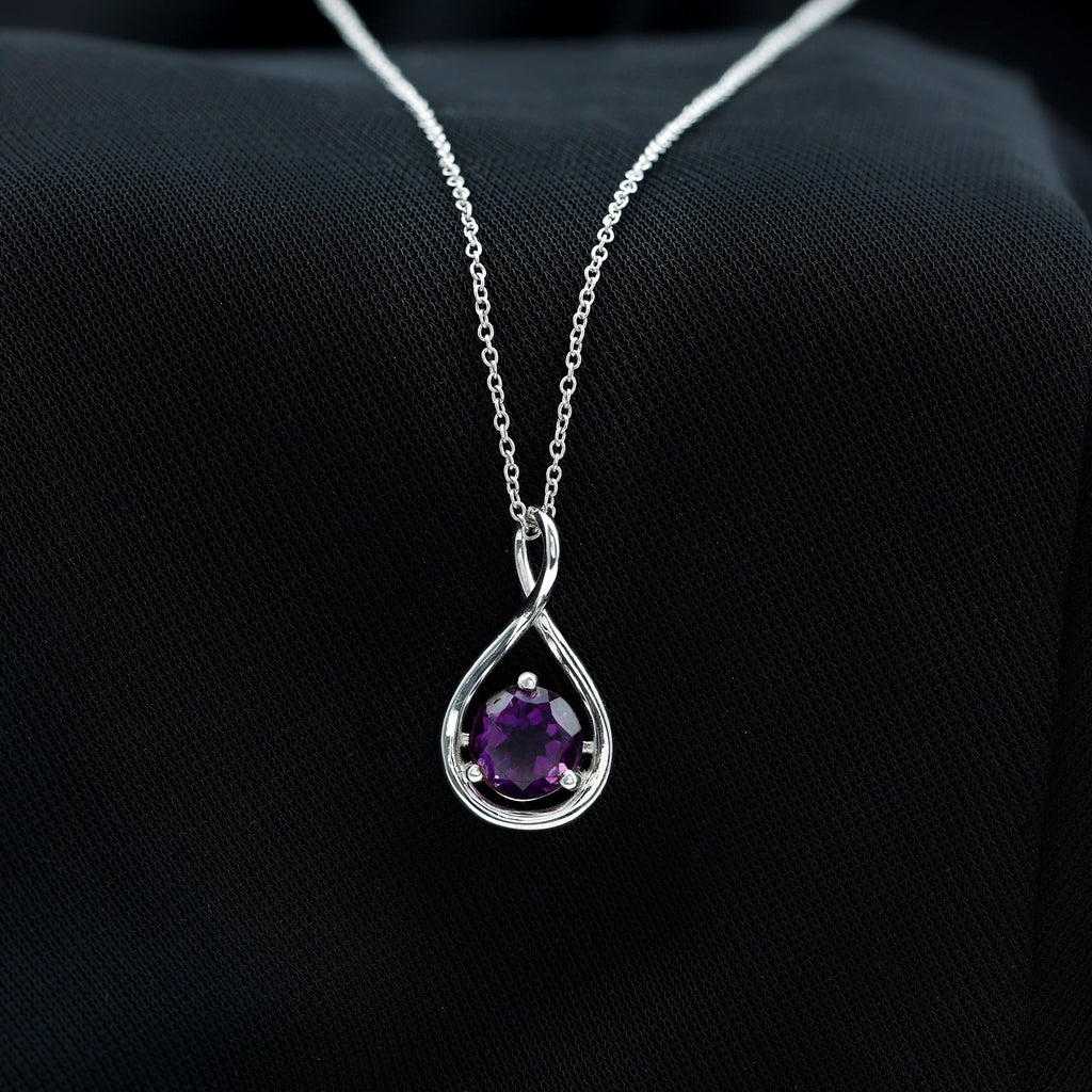 1.2 CT Real Amethyst Infinity Pendant Necklace