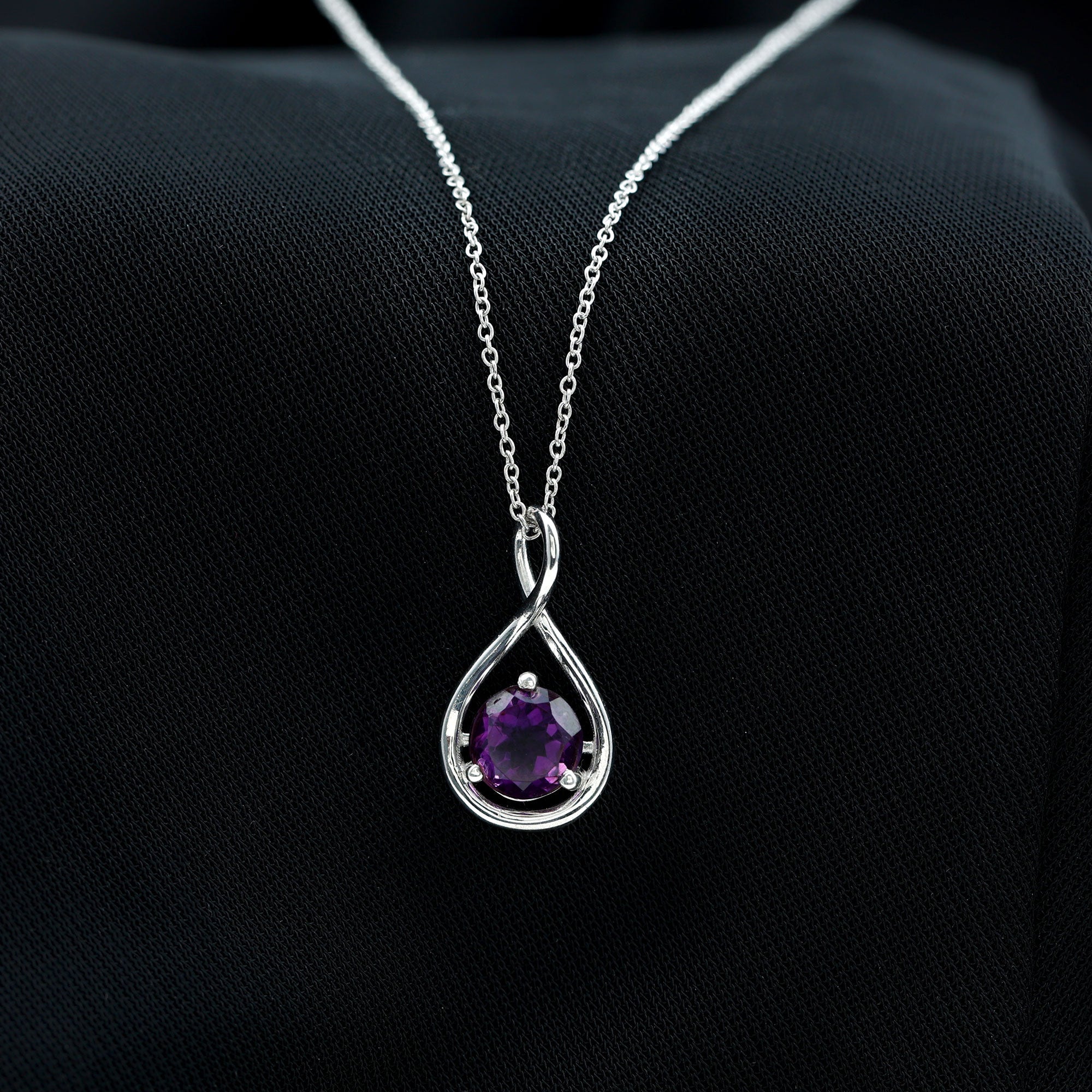 1.2 CT Real Amethyst Infinity Pendant Necklace