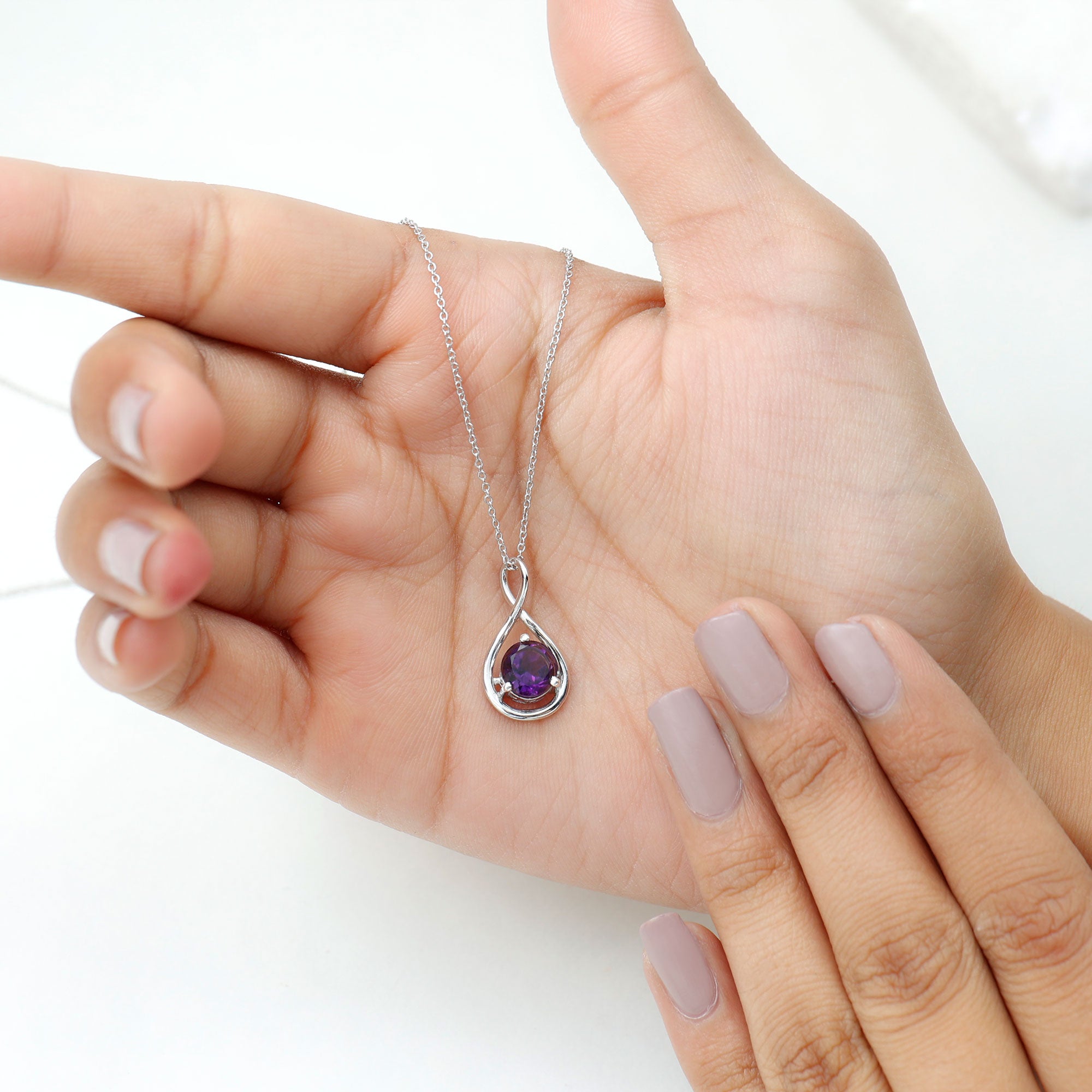 1.2 CT Real Amethyst Infinity Pendant Necklace