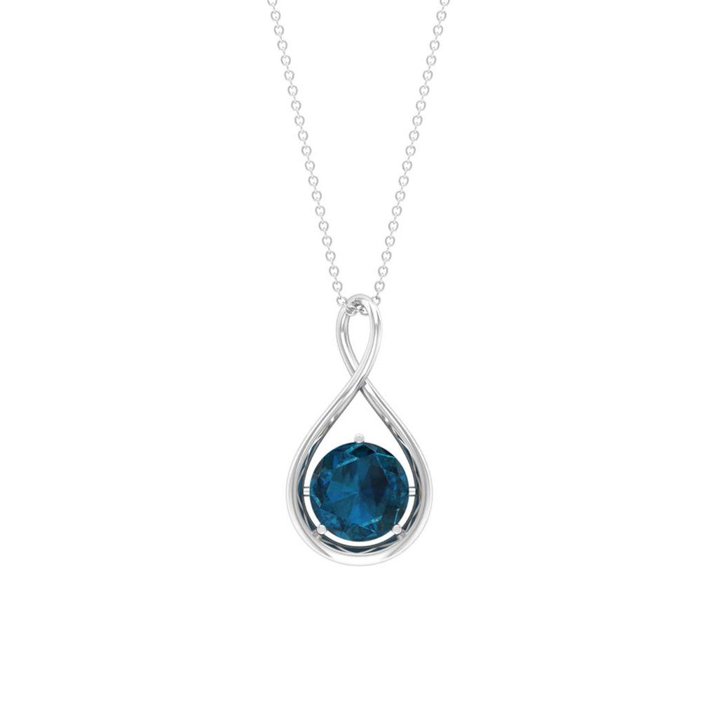 2 CT London Blue Topaz Infinity Pendant Necklace