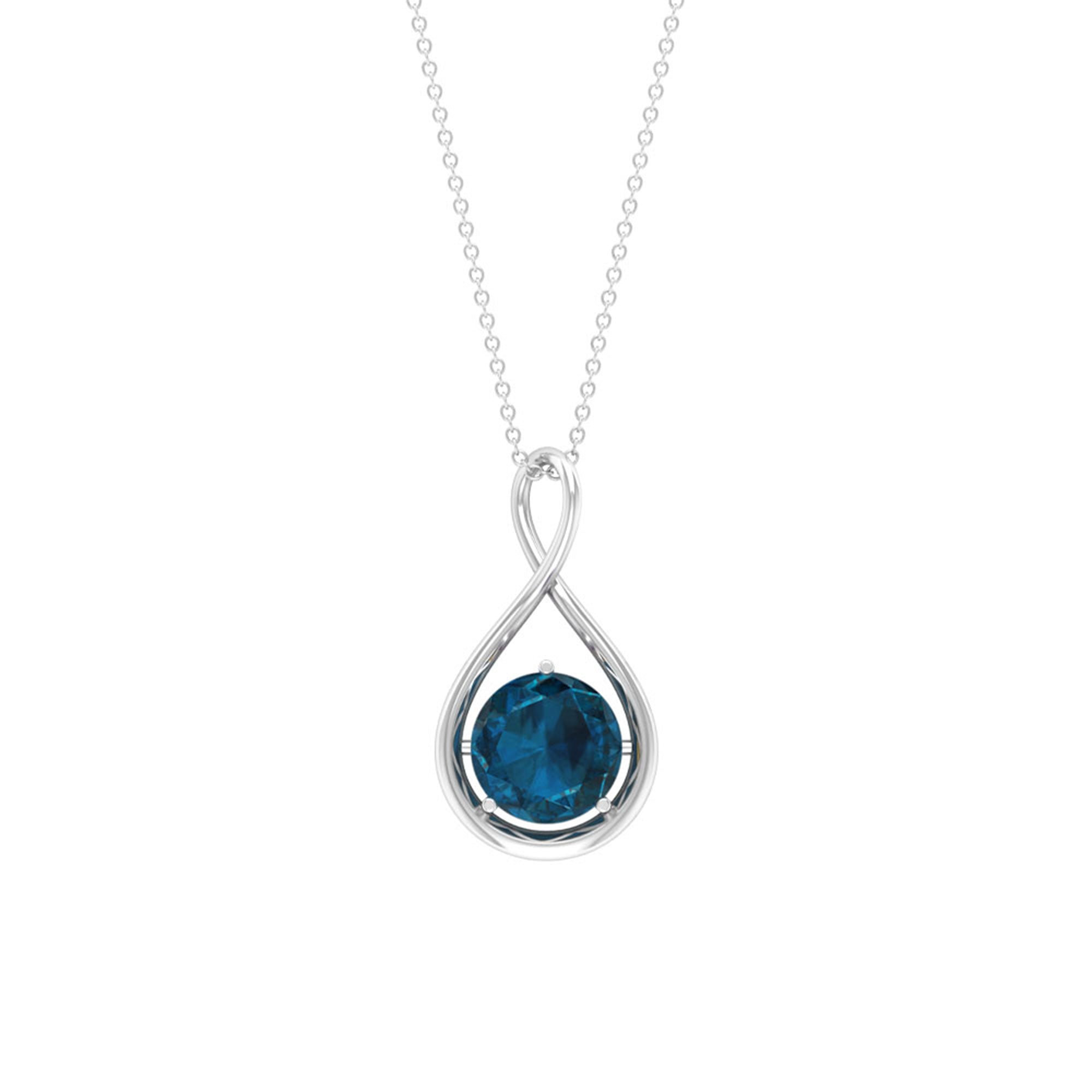 2 CT London Blue Topaz Infinity Pendant Necklace