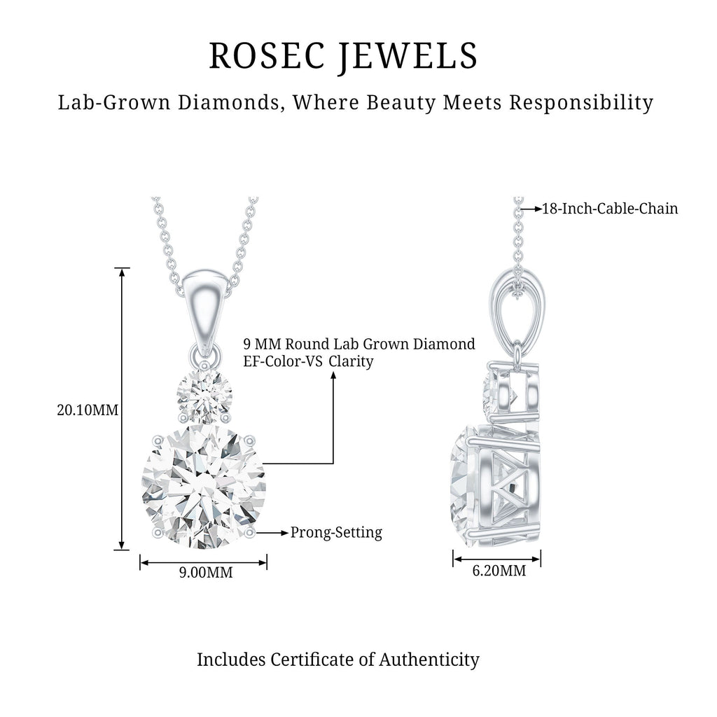 Brilliant Cut Moissanite Two Stone Necklace With Chain