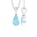 Pear Shape Aquamarine Solitaire Pendant with Diamond Bail