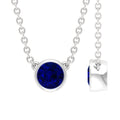 0.4 Carat Bezel Set Round Blue Sapphire Solitaire Necklace