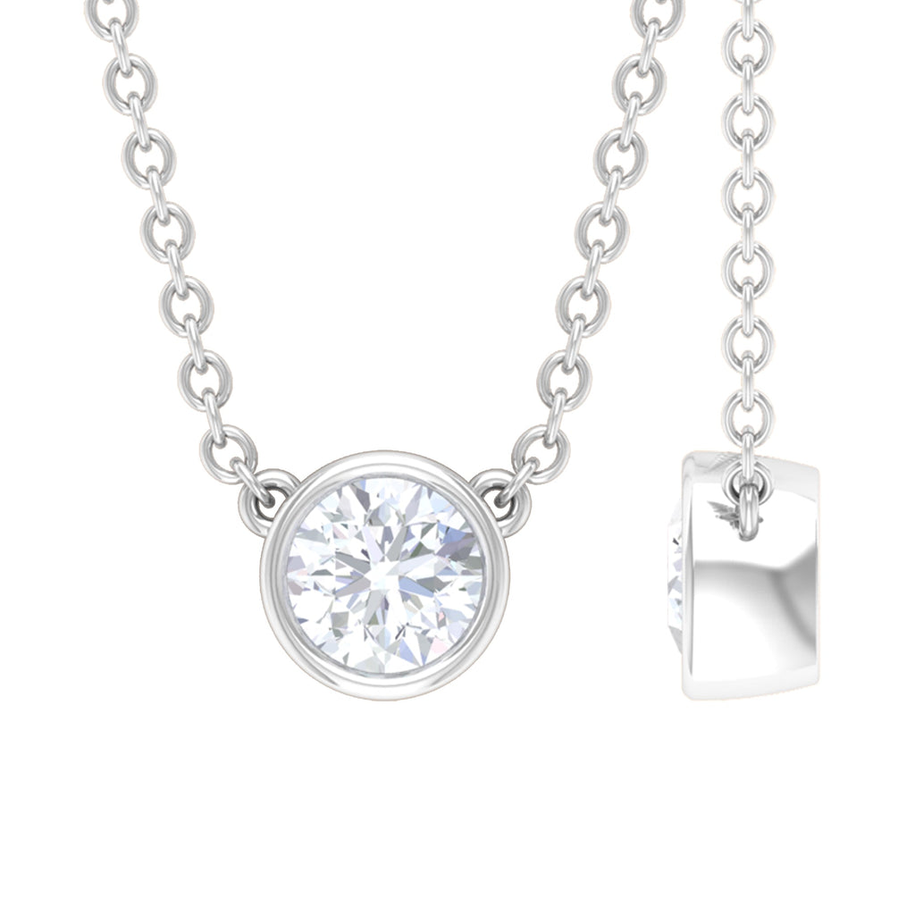 Certified Moissanite Solitaire Necklace in Bezel Setting