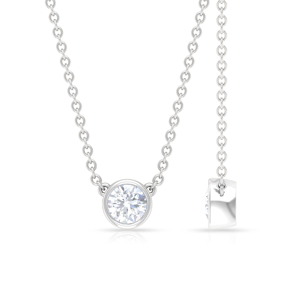 Certified Moissanite Solitaire Necklace in Bezel Setting