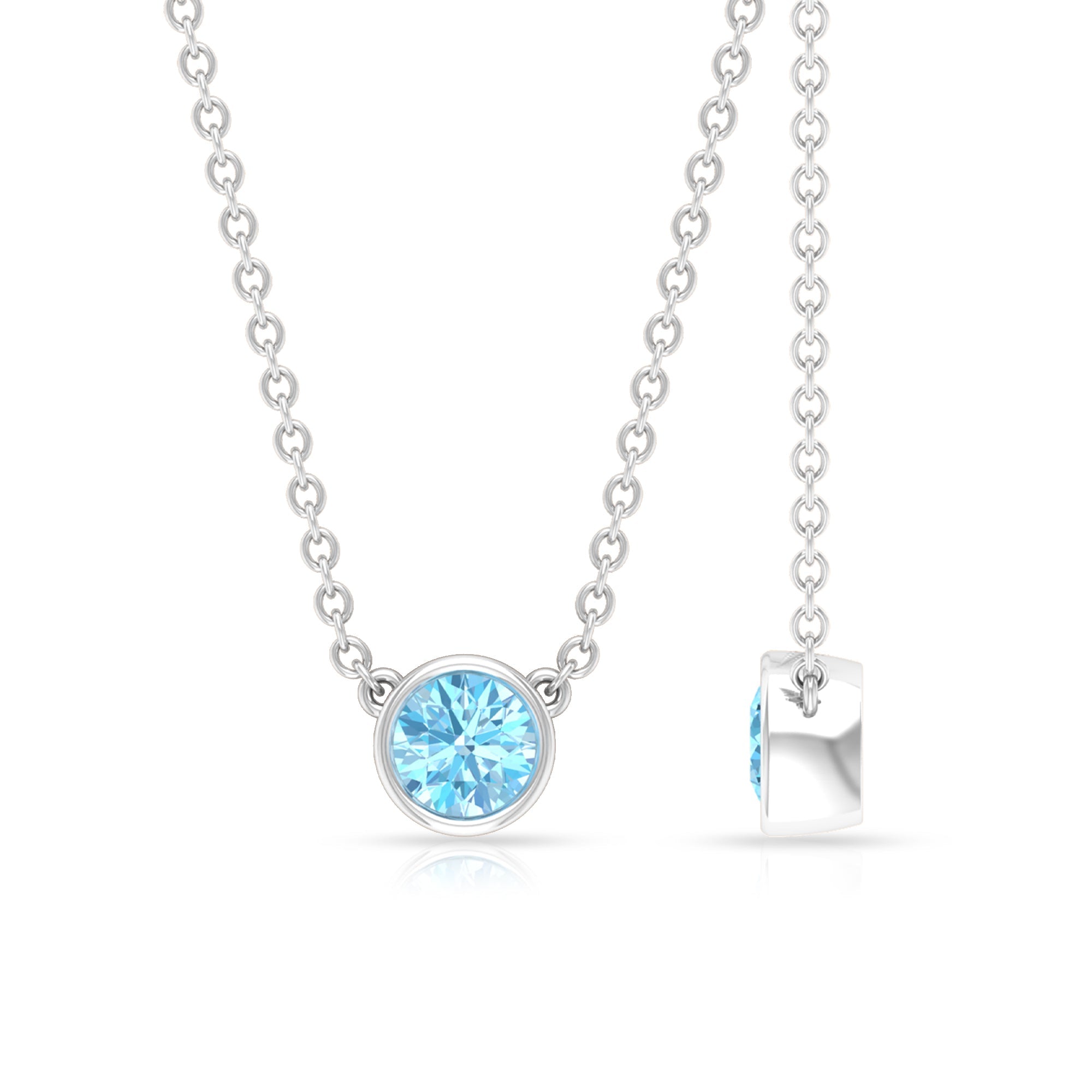 Minimalist Solitaire Aquamarine Birthstone Necklace