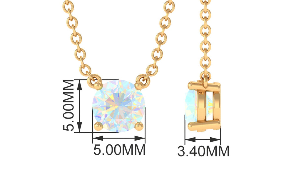 0.5 Carat Round Shape Ethiopian Opal Solitaire Necklace in Prong Setting