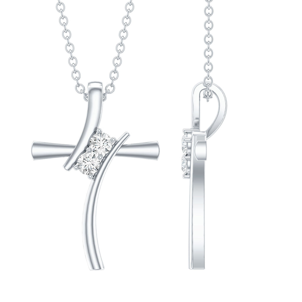Certified Moissanite Cross Pendant Necklace With Chain