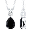 4.8 Carat Lab Created Black and White Diamond Teardrop Necklace