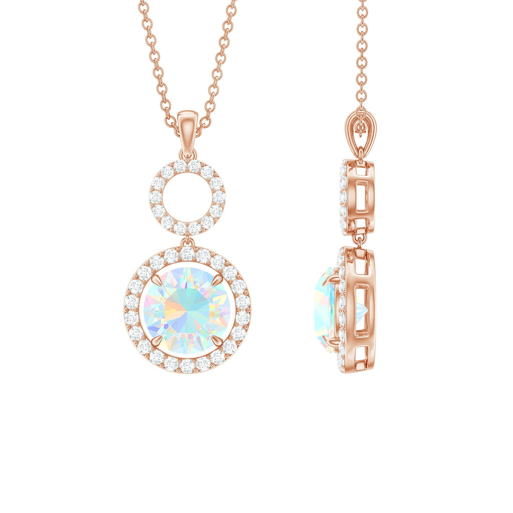 Natural Ethiopian Opal Drop Pendant Necklace with Diamond