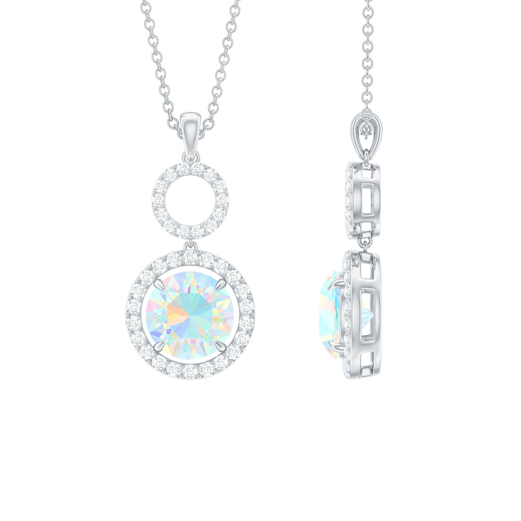 Natural Ethiopian Opal Drop Pendant Necklace with Diamond