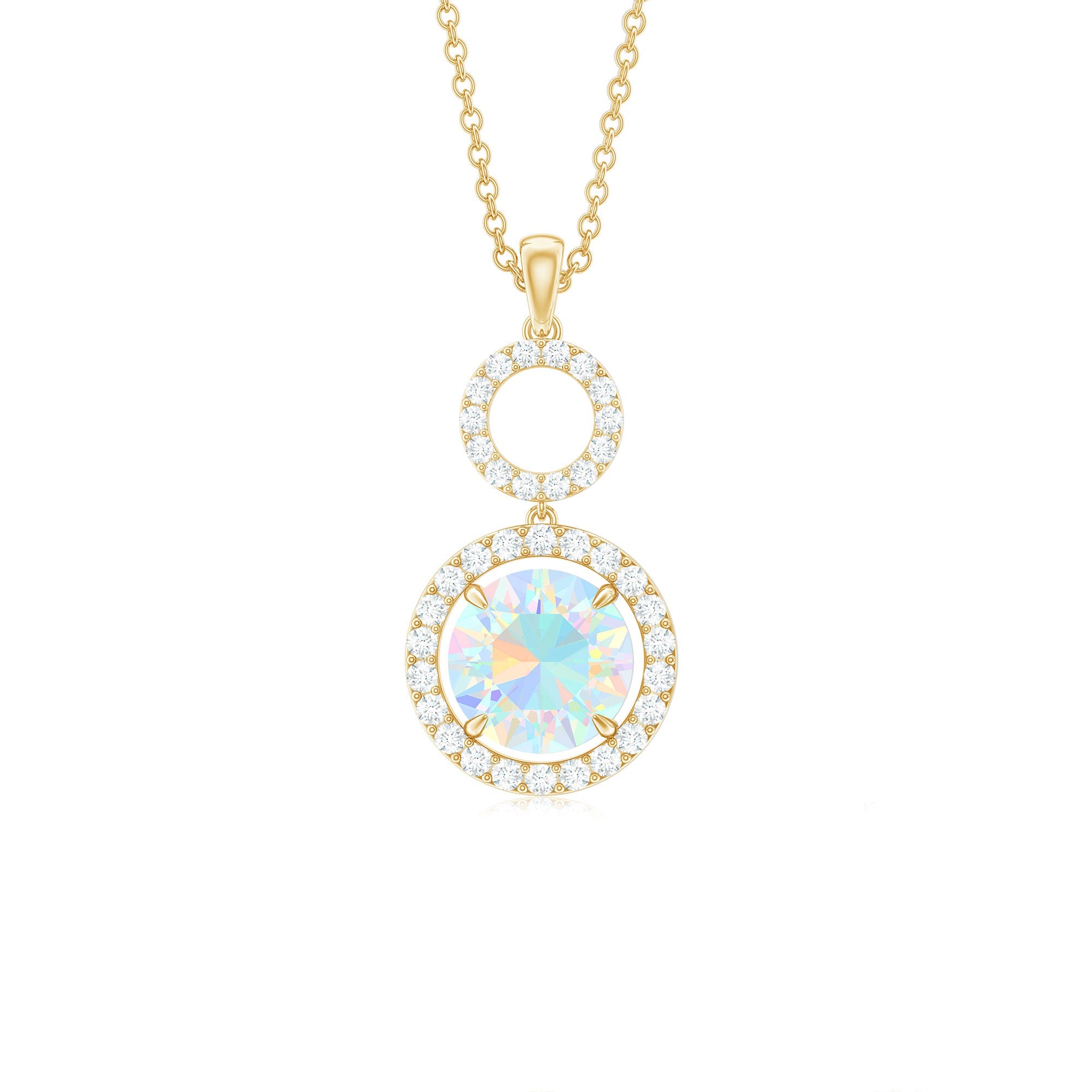 Natural Ethiopian Opal Drop Pendant Necklace with Diamond