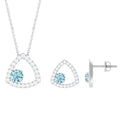 Certified Aquamarine and Moissanite Bridal Jewelry Set