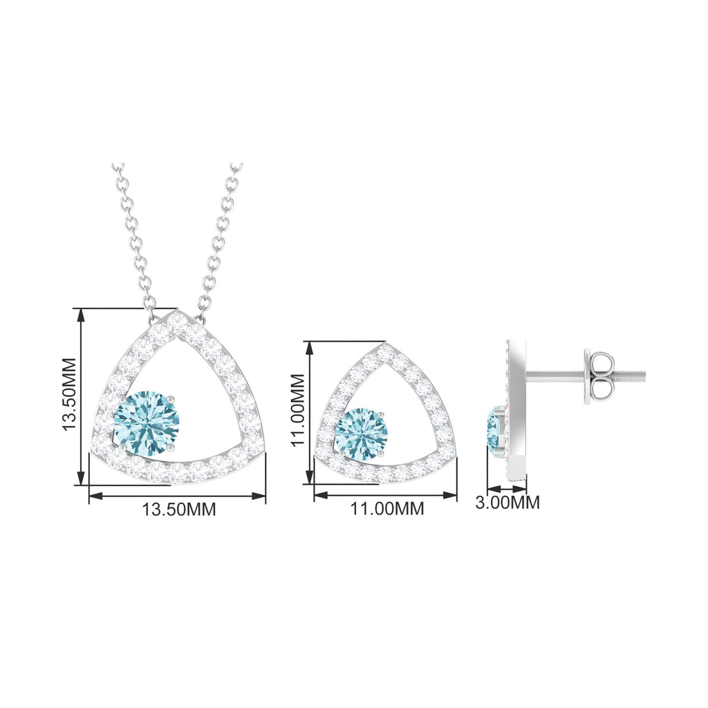 Certified Aquamarine and Moissanite Bridal Jewelry Set