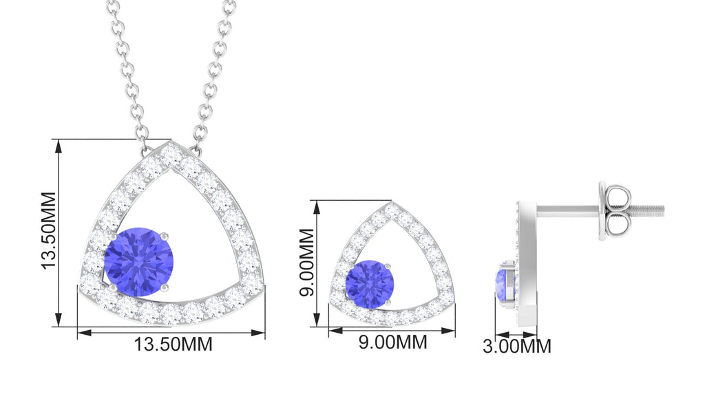 Real Tanzanite and Moissanite Open Triangle Jewelry Set