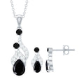 Designer Black Spinel Necklace and Earrings Set with Diamond