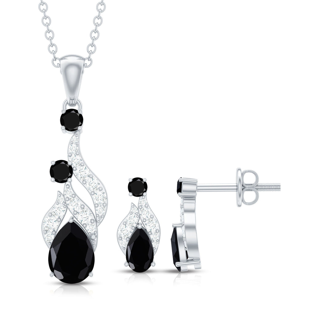 Designer Black Spinel Necklace and Earrings Set with Diamond