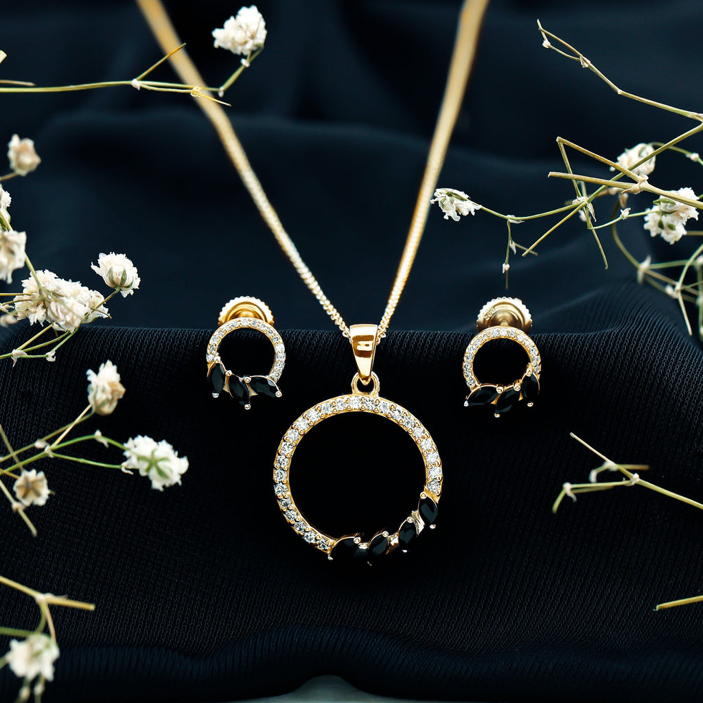 Marquise Cut Black Onyx and Diamond Eternity Jewelry Set