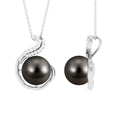 Real 8 Carat Tahitian Black Pearl Necklace with Diamond