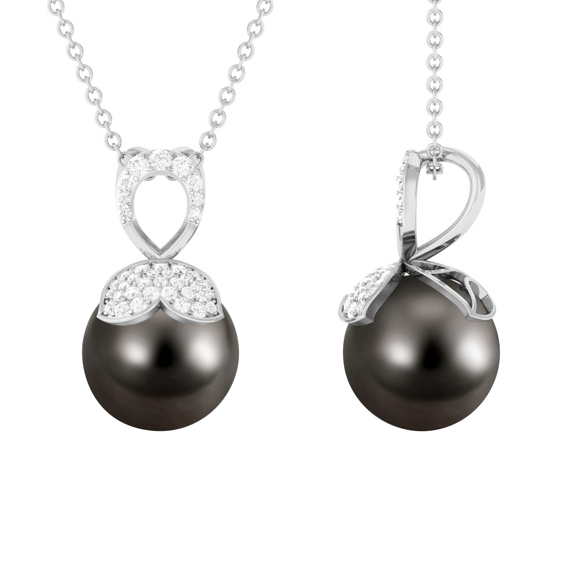 Nature Inspired 8 Carat Tahitian Pearl and Diamond Drop Pendant