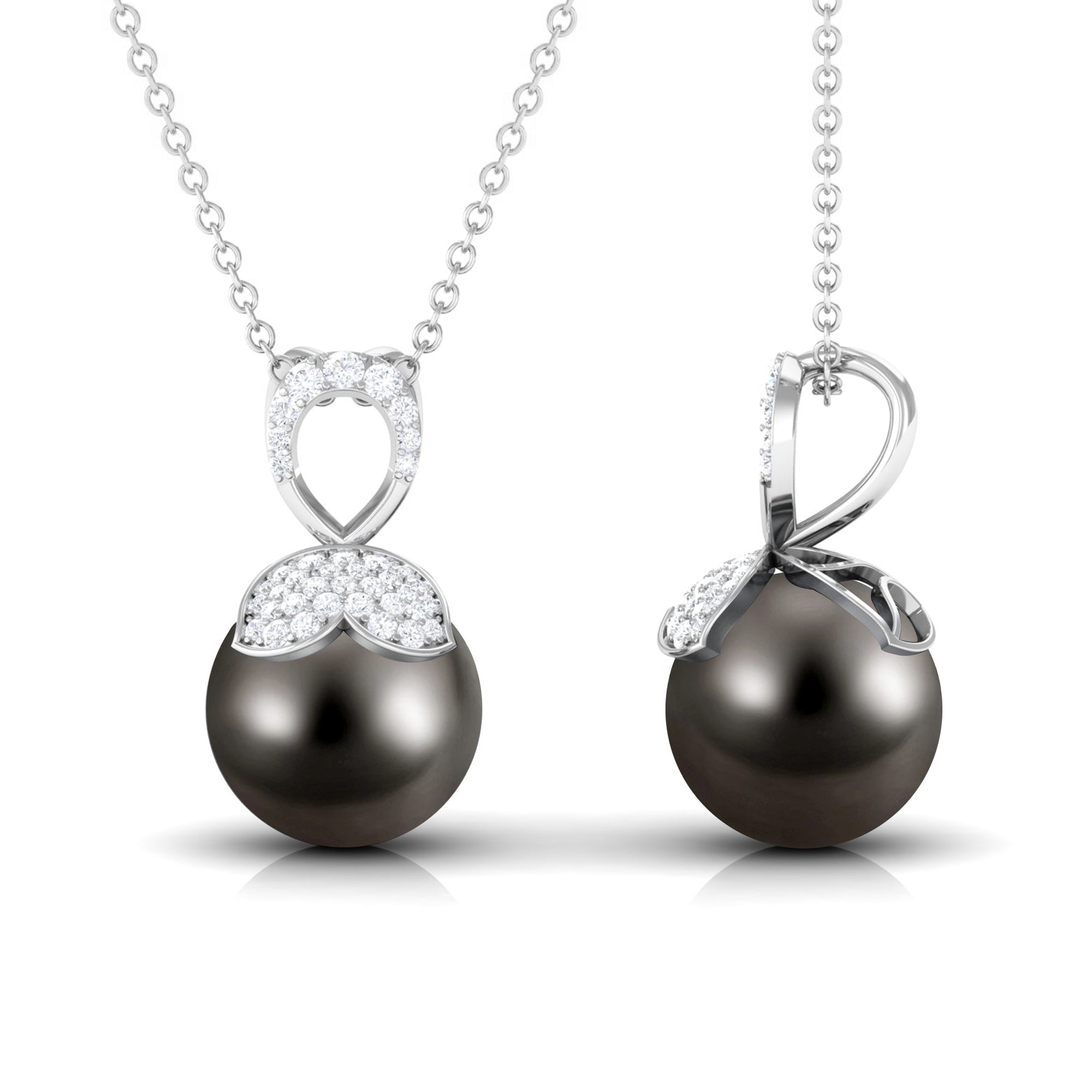 Nature Inspired 8 Carat Tahitian Pearl and Diamond Drop Pendant