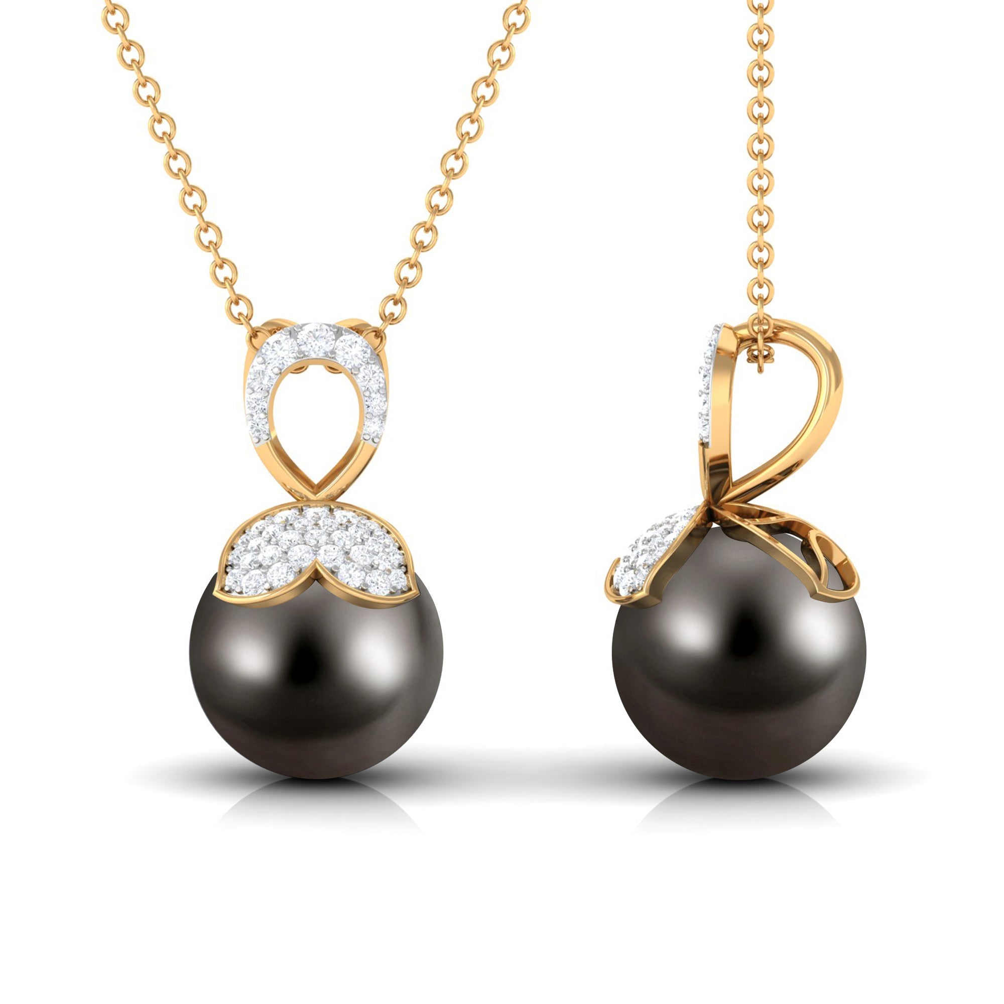 Nature Inspired 8 Carat Tahitian Pearl and Diamond Drop Pendant
