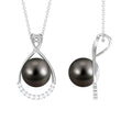 8 Carat Black Tahitian Pearl and Diamond Infinity Drop Pendant