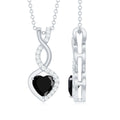 2 Carat Black Onyx Infinity Heart Pendant with Diamond