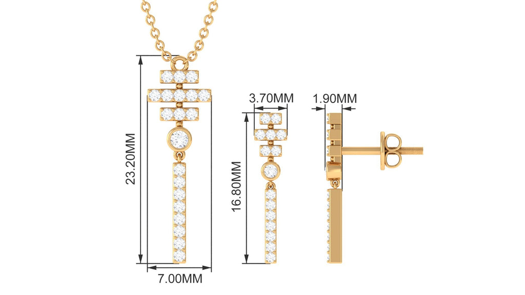Contemporary Diamond Bar Necklace and Earrings Set for Women