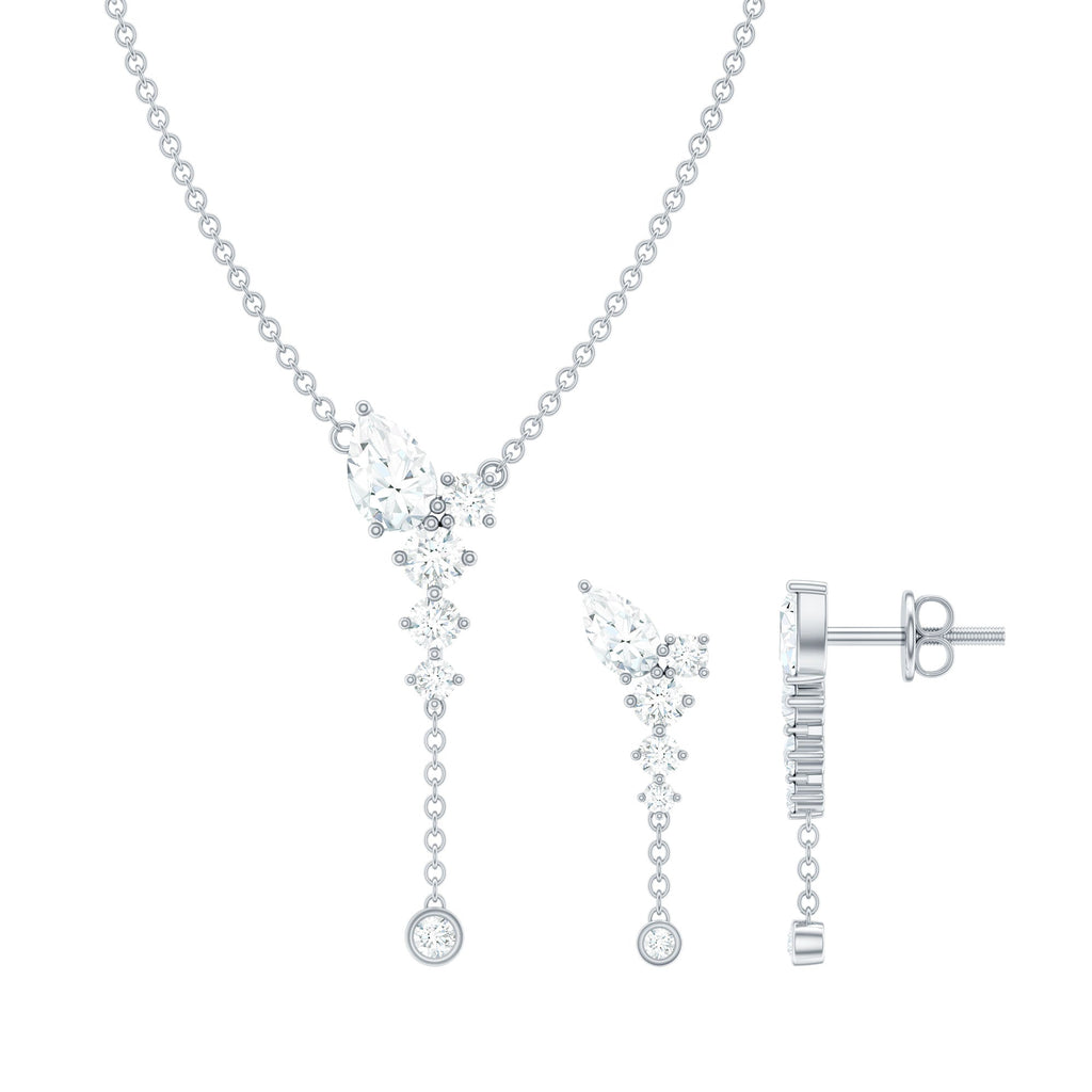 Certified Moissanite Bridal Necklace and Earrings Set