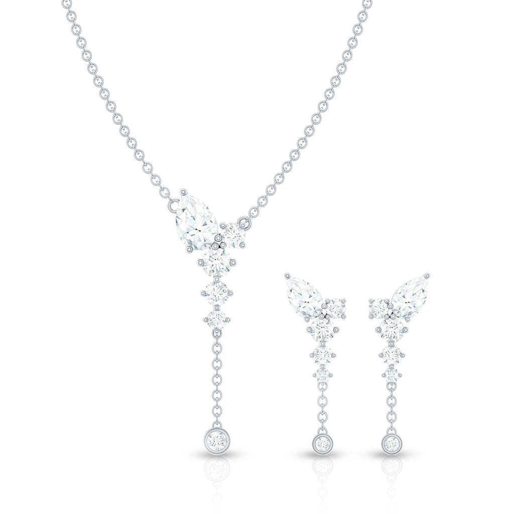 Certified Moissanite Bridal Necklace and Earrings Set