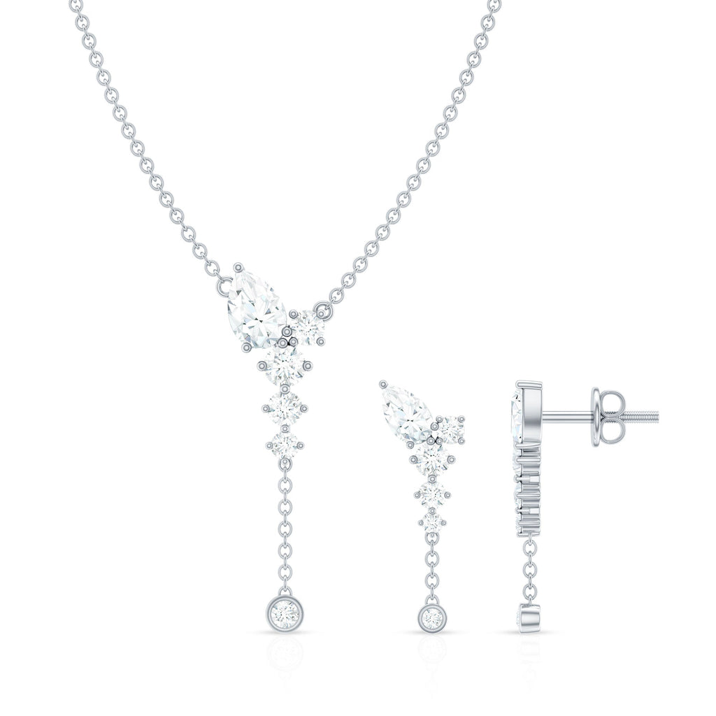 Certified Moissanite Bridal Necklace and Earrings Set