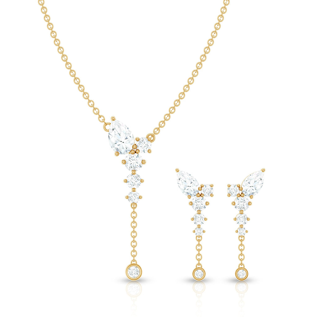 Certified Moissanite Bridal Necklace and Earrings Set