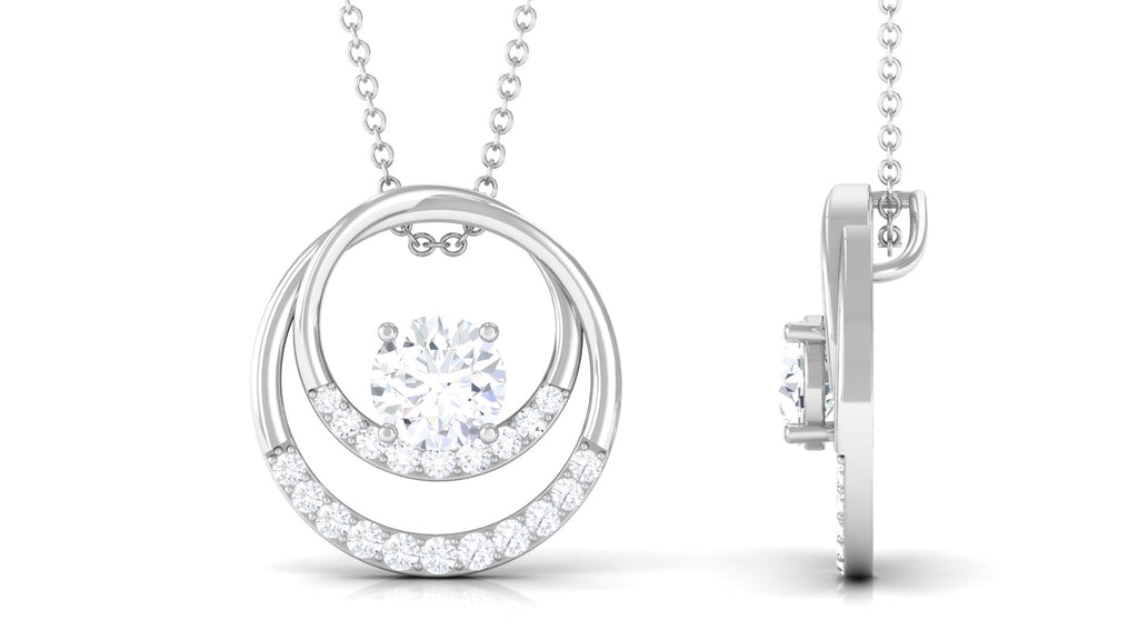 0.9 Carat Certified Moissanite Interlocked Circle Pendant Necklace