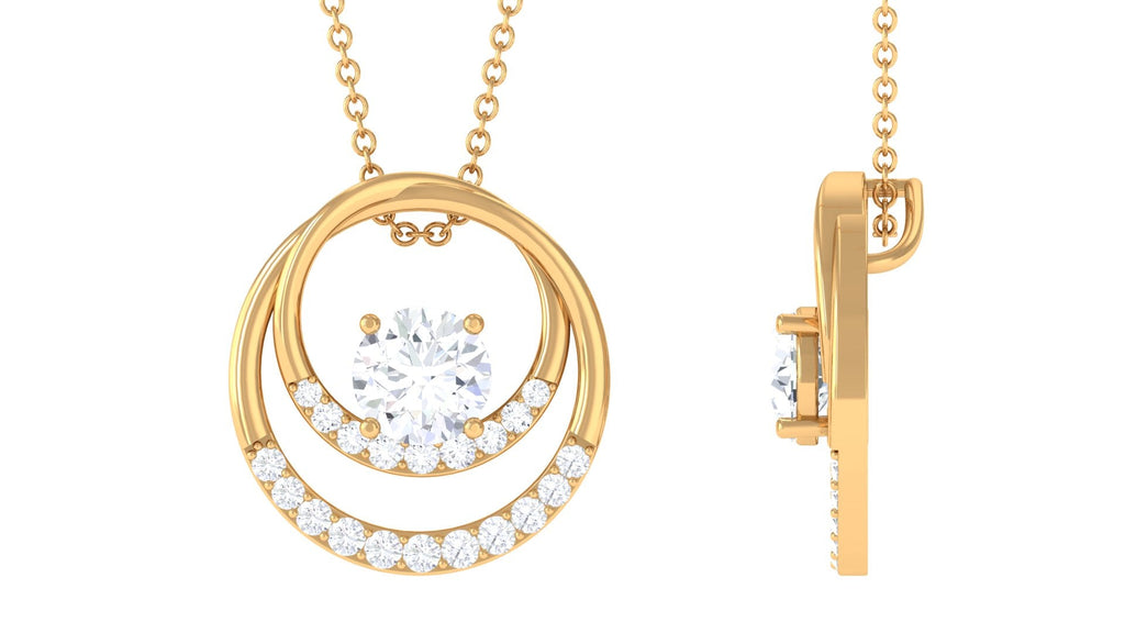 0.9 Carat Certified Moissanite Interlocked Circle Pendant Necklace
