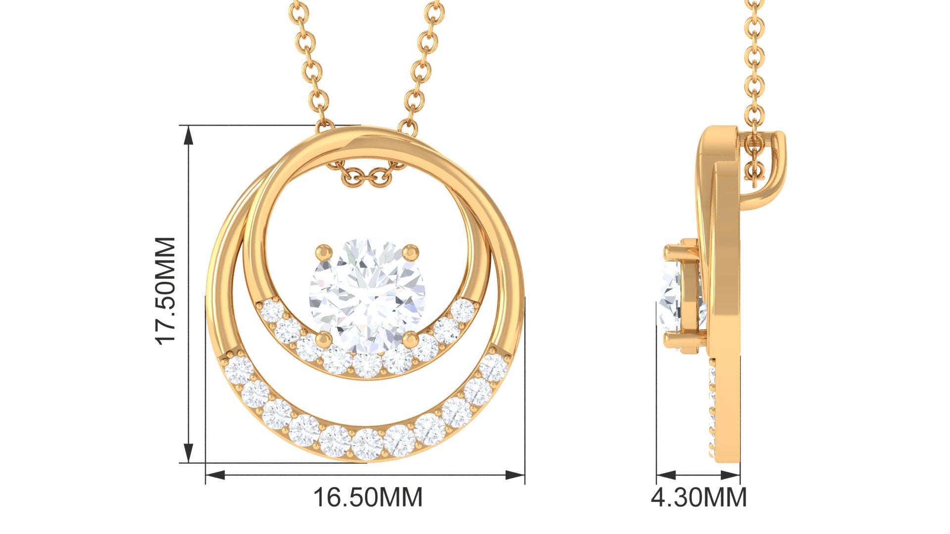 0.9 Carat Certified Moissanite Interlocked Circle Pendant Necklace