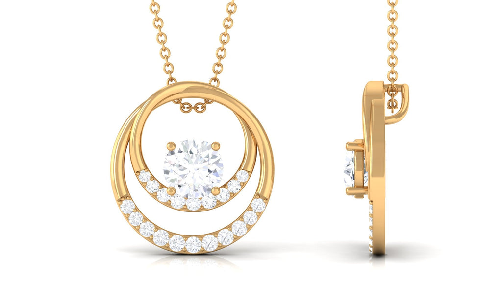 0.9 Carat Certified Moissanite Interlocked Circle Pendant Necklace