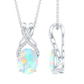 Oval Ethiopian Opal Necklace with Moissanite Twisted Bail