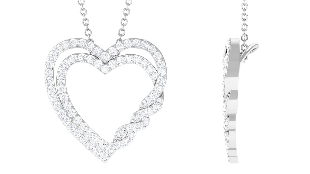 Certified Moissanite Double Heart Pendant Necklace For Her